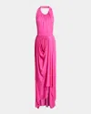 Givenchy Draped Jersey Halter Gown In Pink