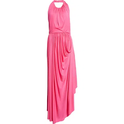Givenchy Draped Jersey Halter Neck Gown In Pink