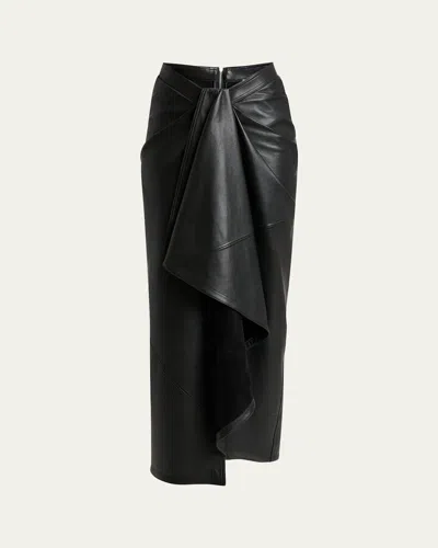 Givenchy Draped Leather Maxi Skirt In Black