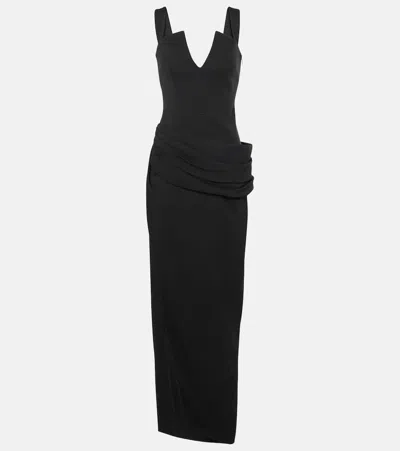 Givenchy Draped Sleeveless Slit Gown In Black