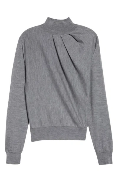 Givenchy Draped Merino Wool Blend Mock Neck Sweater In Gray