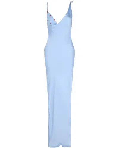 Givenchy Draped Mesh 4g Gown In Blue