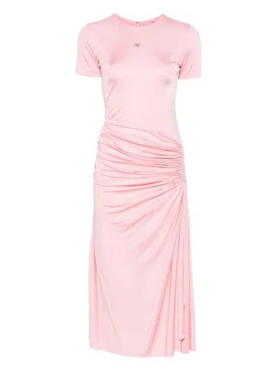 Givenchy Draped Dress In Jersey With 4g Liquid Detail In Candy Pink
