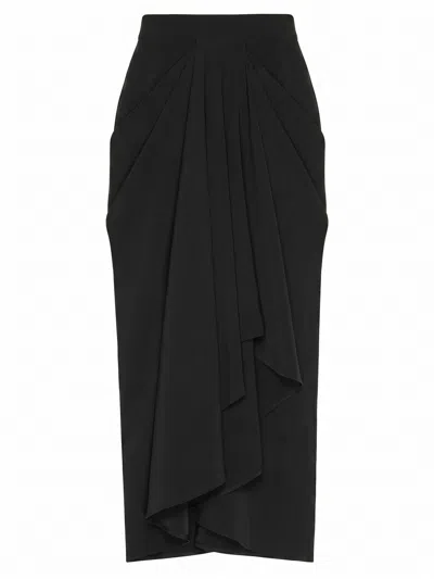 Givenchy Draped Midi Skirt In Black