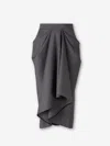 Givenchy Draped Midi Skirt In Gray