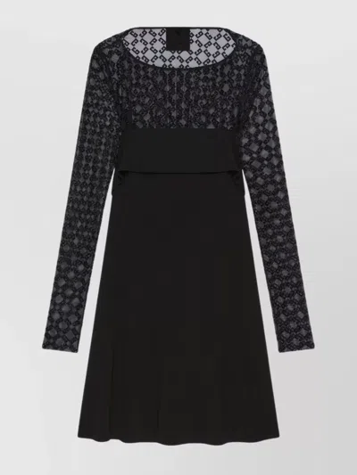 Givenchy Draped Dress In Jersey And Shiny Monogram 72 Tulle In Black