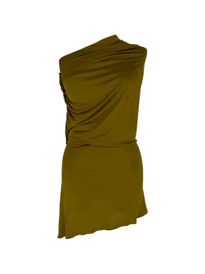 Pre-owned Givenchy Draped One-shoulder Blouse In Green