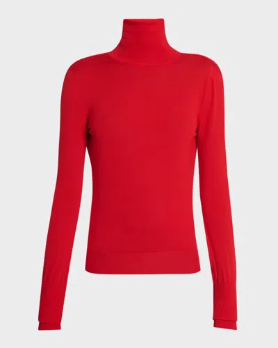 Givenchy Slim Fit Sweater In Wool With Draped Open Back In Vermillon