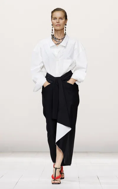 Givenchy Draped Piece-dyed Wool Mohair Wrap Midi Skirt In Black