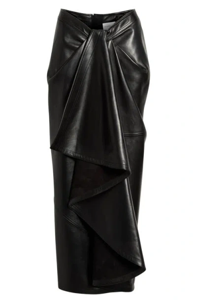 Givenchy Long Wrapped Skirt In Leather In Black