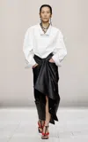 Givenchy Draped Plonge Leather Wrap Midi Skirt In Black