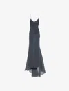 Givenchy Draped Polka Dots Dress In Silk Chiffon In Blue