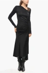 Givenchy Draped Sheath Dress With Monogram Sheer Detail In Black