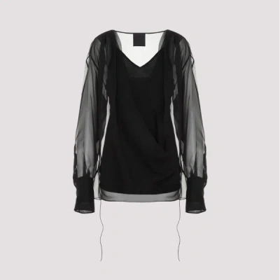 Givenchy Draped Shirt 36 In Black