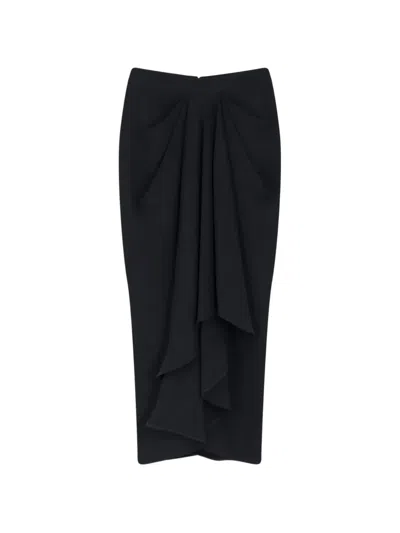 Givenchy Draped High Rise Pencil Midi Skirt In Black