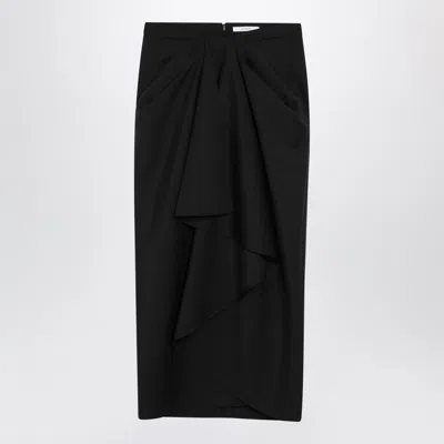 Givenchy Draped Skirt In Black Wool And Mohair