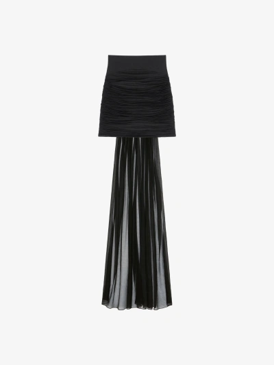 Givenchy Draped Skirt In Crepe With Silk Train In Black