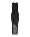 Givenchy Asymmetric Ribbed-knit And Ruched Fil Coupé Silk-blend Chiffon Dress In Black