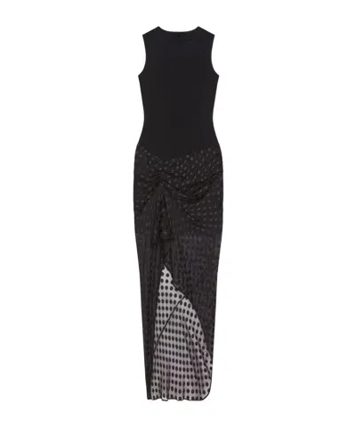 GIVENCHY DRAPED DRESS IN JERSEY AND POLKA DOTS DÉVORÉ SATIN