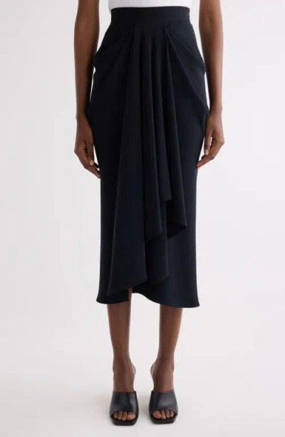 Givenchy Draped High-rise Pencil Skirt In Blue