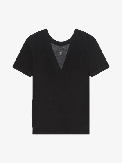 Givenchy Draped T-shirt In Transparent Jersey In Black