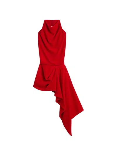 Givenchy Draped Top In Velvet With Open Back In Red