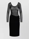 Givenchy Draped Dress In Jersey And Monogram 72 Tulle In Black