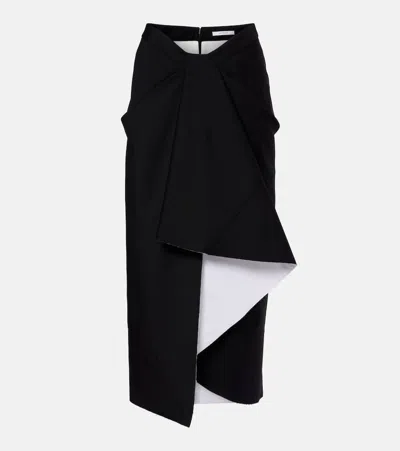 Givenchy Draped Wool And Mohair Midi Skirt In Black