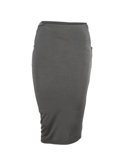 Pre-owned Givenchy Draped Zip-up Midi Pencil Skirt In Grey