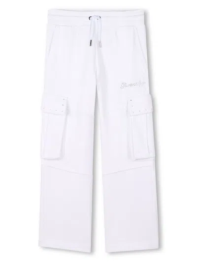 Givenchy Kids' Drawstring Cargo Trousers In White