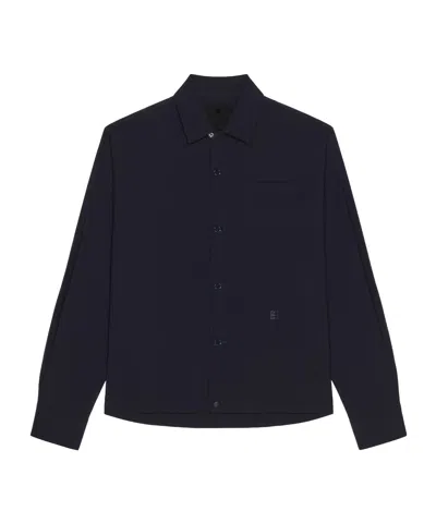 Givenchy Drawstring Wool-blend Shirt Jacket In Blue