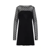 Givenchy Monogram 72 Glitter Flocked Long Sleeve Mesh Dress
