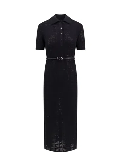 Givenchy Belted Midi Polo Dress In Black