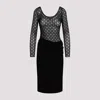 Givenchy Draped Dress In Jersey And Monogram 72 Tulle In Black