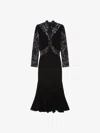 Givenchy Bracelet-sleeve Lace Inset Midi Dress In Black
