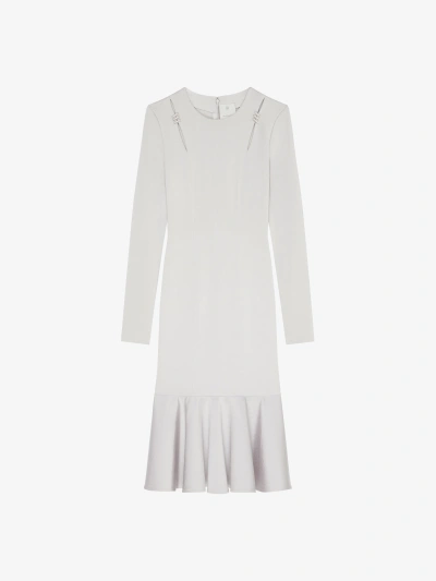 Givenchy Robe En Punto Milano Avec Cristaux In Pearl  Grey