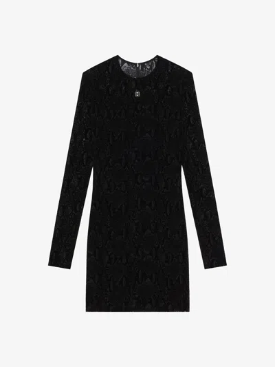 Givenchy Dress In Python Print Tulle With 4g Detail In Black
