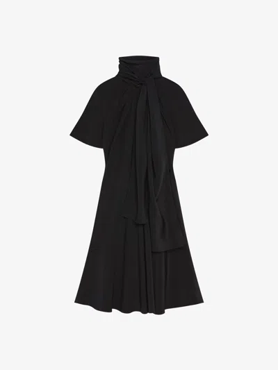 Givenchy Knot Collar Silk Dress In Black