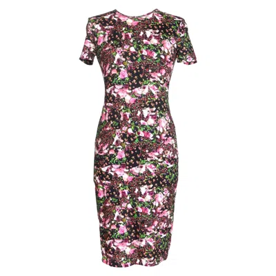 Pre-owned Givenchy Dress Lush Floral Fitted Sheath 42 / 6 New In Black