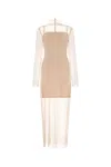 Givenchy Lace Overlay Dress With High Neck And Long Sleeves In Pink