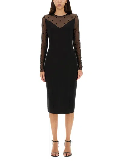Givenchy Bi-material Dress With 4g Motif In Black