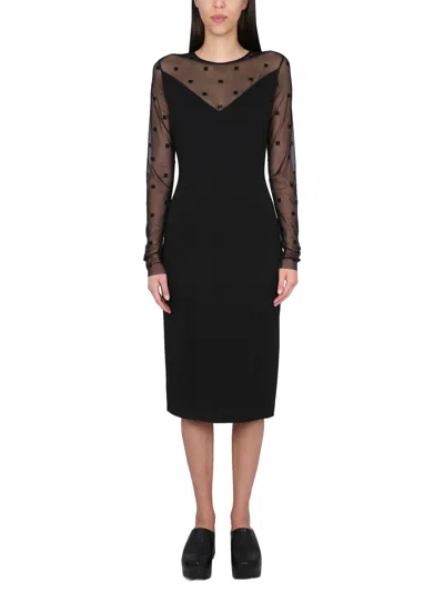 Givenchy Bi-material Dress With 4g Motif In Black