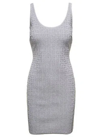 Pre-owned Givenchy Dress With Mogram Logo Motif All-over In Viscose Woman In Gray