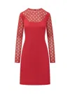 Givenchy Plumetis Long Sleeve Mixed Media Minidress