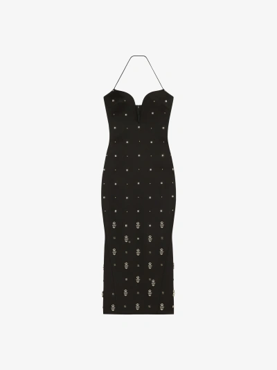 Givenchy Dress With Plunging Neckline With 4g Rhinestones And Pearls In Black