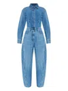 Givenchy Denim Shirt-collar Jumpsuit In Blue