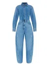 Givenchy Denim Shirt-collar Jumpsuit In Blue