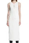 Givenchy Lace-up Ribbed Midi Dress With High Neckline In Neutral