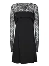 Givenchy Black Draped Jersey And Monogram Tulle Mini Dress In Blue