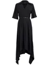 Givenchy Hemline Asymétrique Ceinturée Col V Manches Courtes In Black